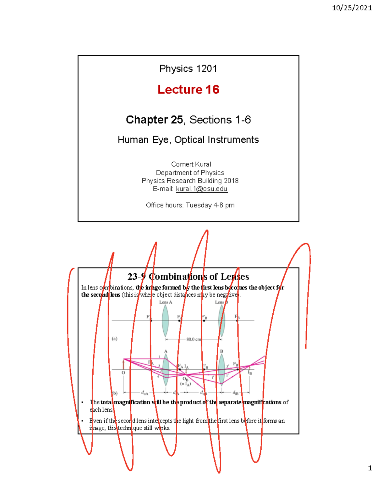 Lecture 16 Ch25 S1S3 Physics 1201 Comert Kural Department of Physics Physics Research