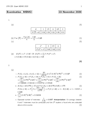 Tutorial 1 answers - STK 220 - UP - Studocu
