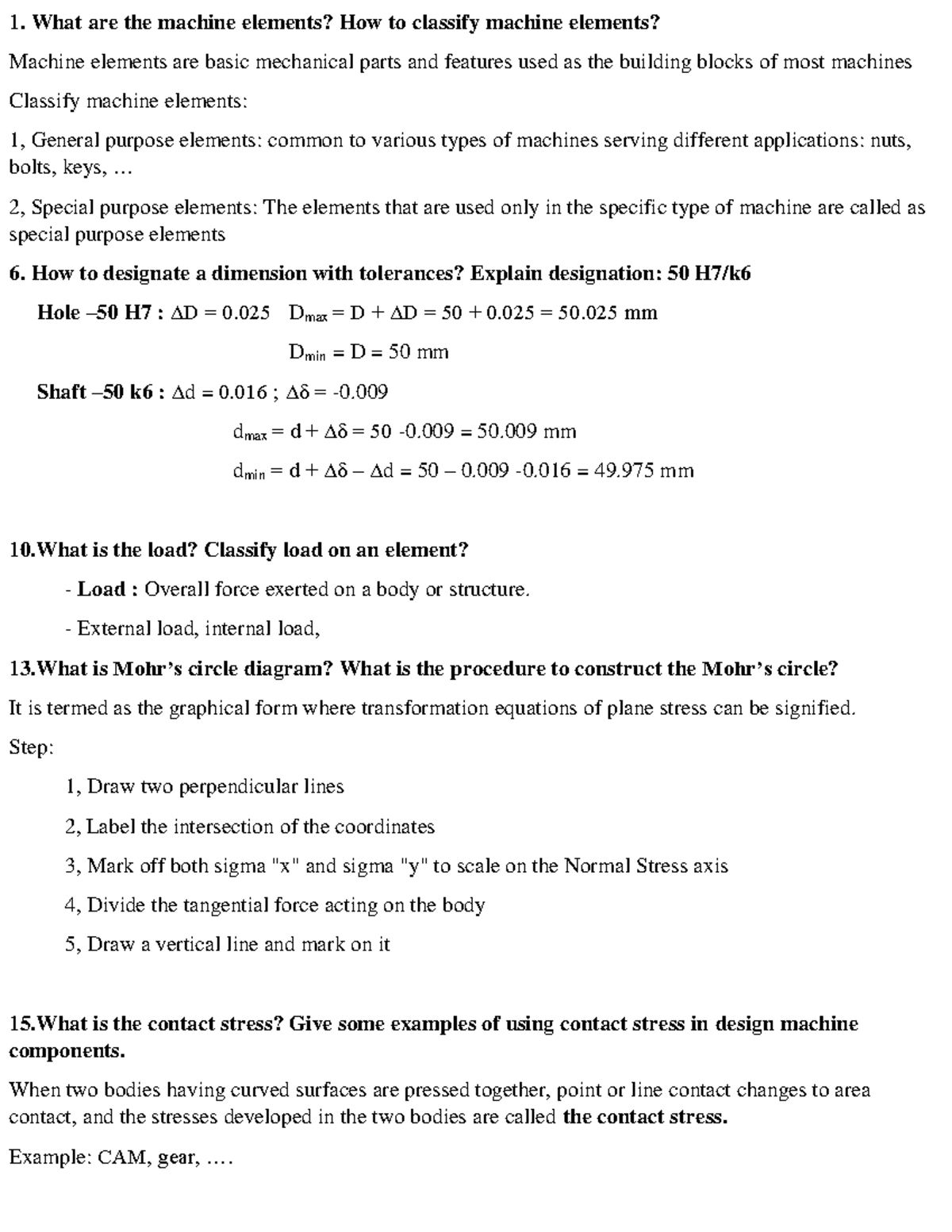 Ôn tập ctm - Lecture notes 5 - What are the machine elements? How to ...