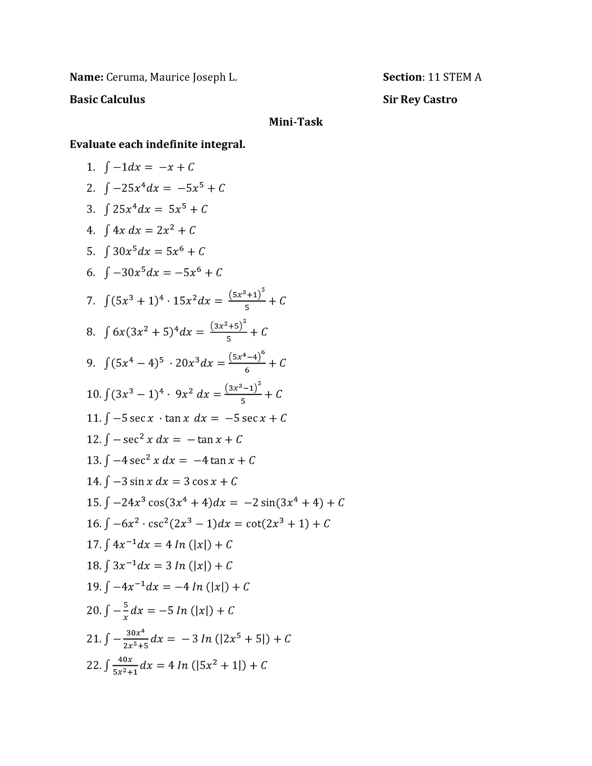 Calculus Worksheet - Name: Ceruma, Maurice Joseph L. Section: 11 STEM A ...