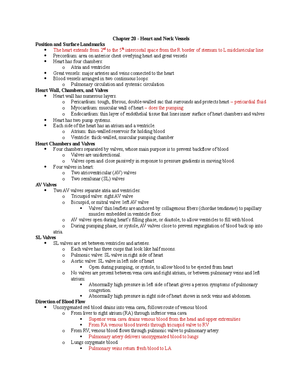 Chapter 20 - Heart and Neck vessels - Chapter 20 - Heart and Neck ...