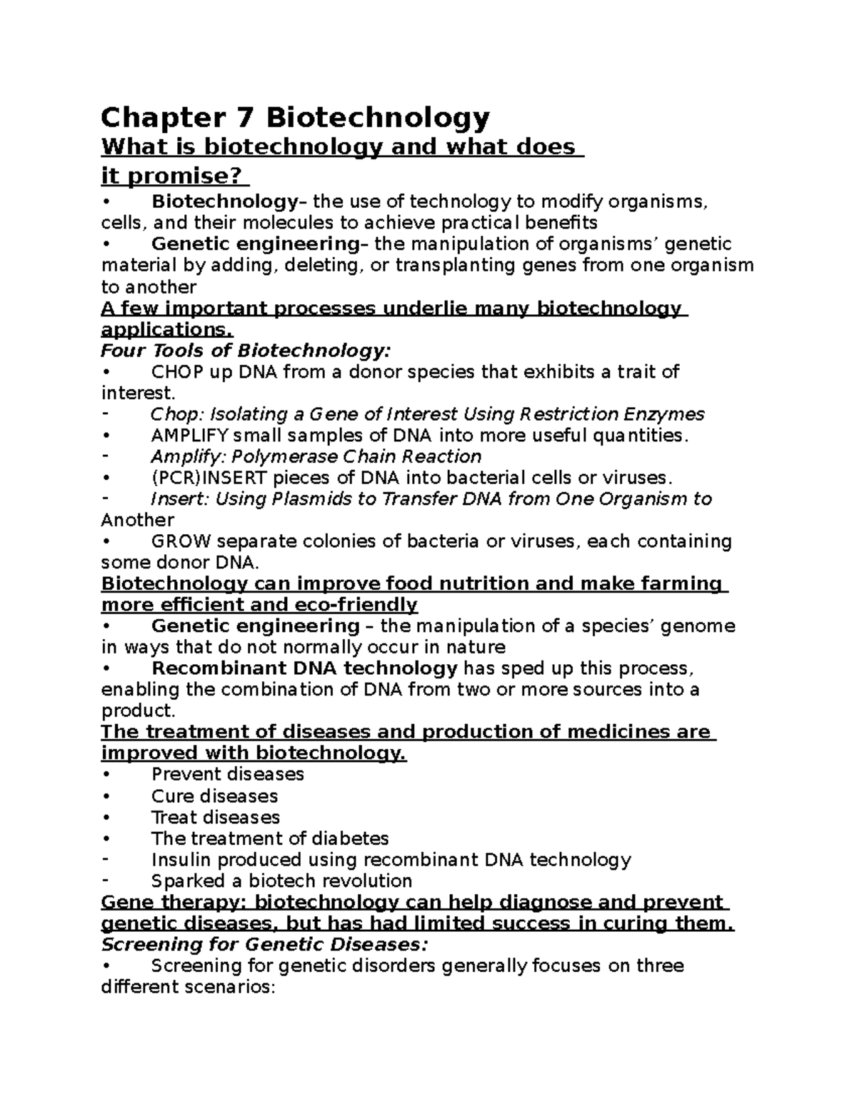 Chapter 7 Biotechnology Chapter 7 Biotechnology What is biotechnology