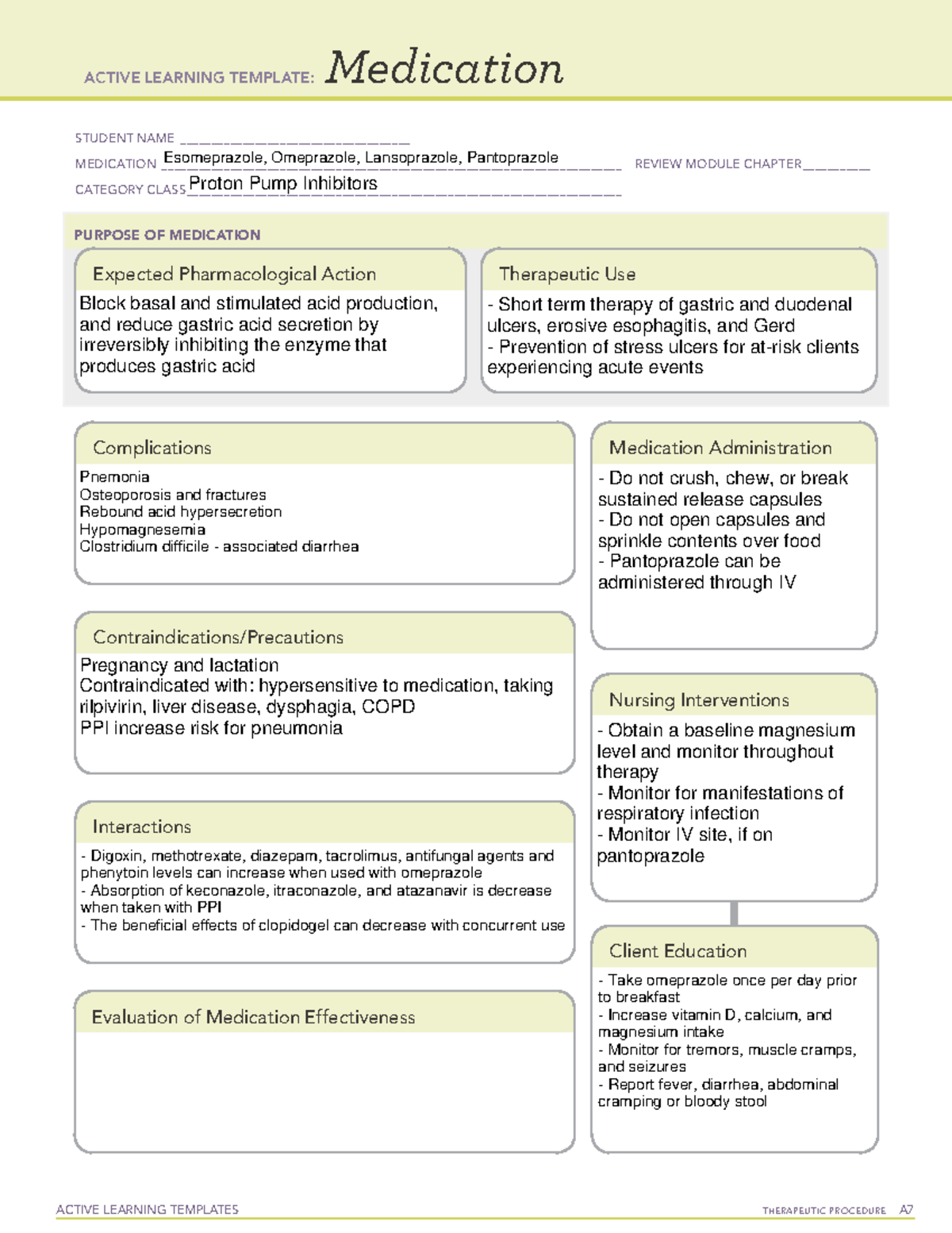 Proton pump inhibitors - ACTIVE LEARNING TEMPLATES THERAPEUTIC ...