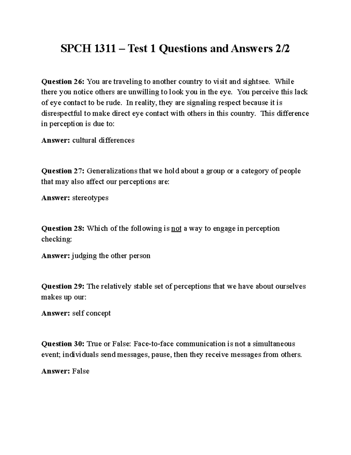 SPCH-1311 Test 1 Questions And Answers 2of2 - SPCH 1311 – Test 1 ...