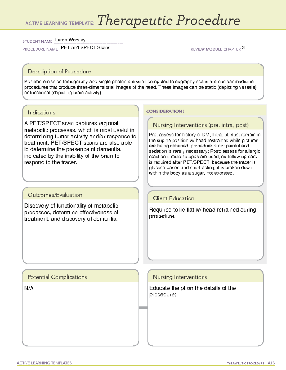 PET and Spect Scans - ACTIVE LEARNING TEMPLATES THERAPEUTIC PROCEDURE A ...