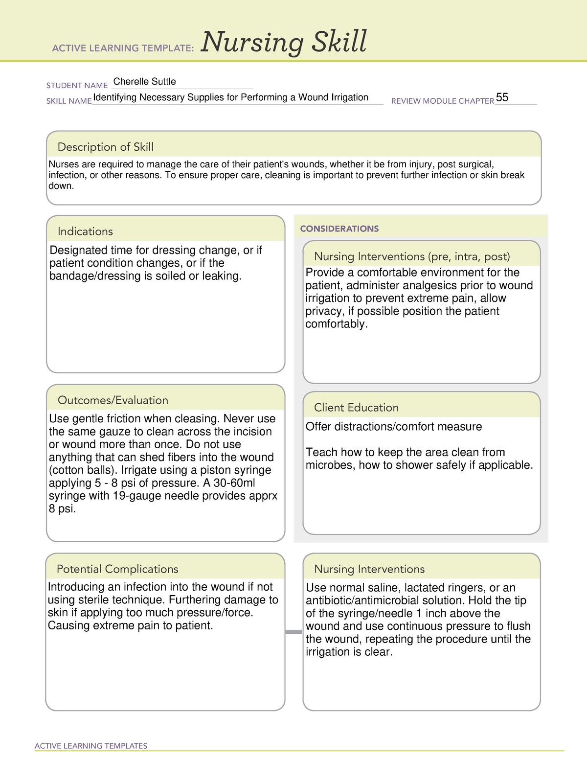 FRIdentifying Necessary Supplies for Performing a Wound Irrigation ...