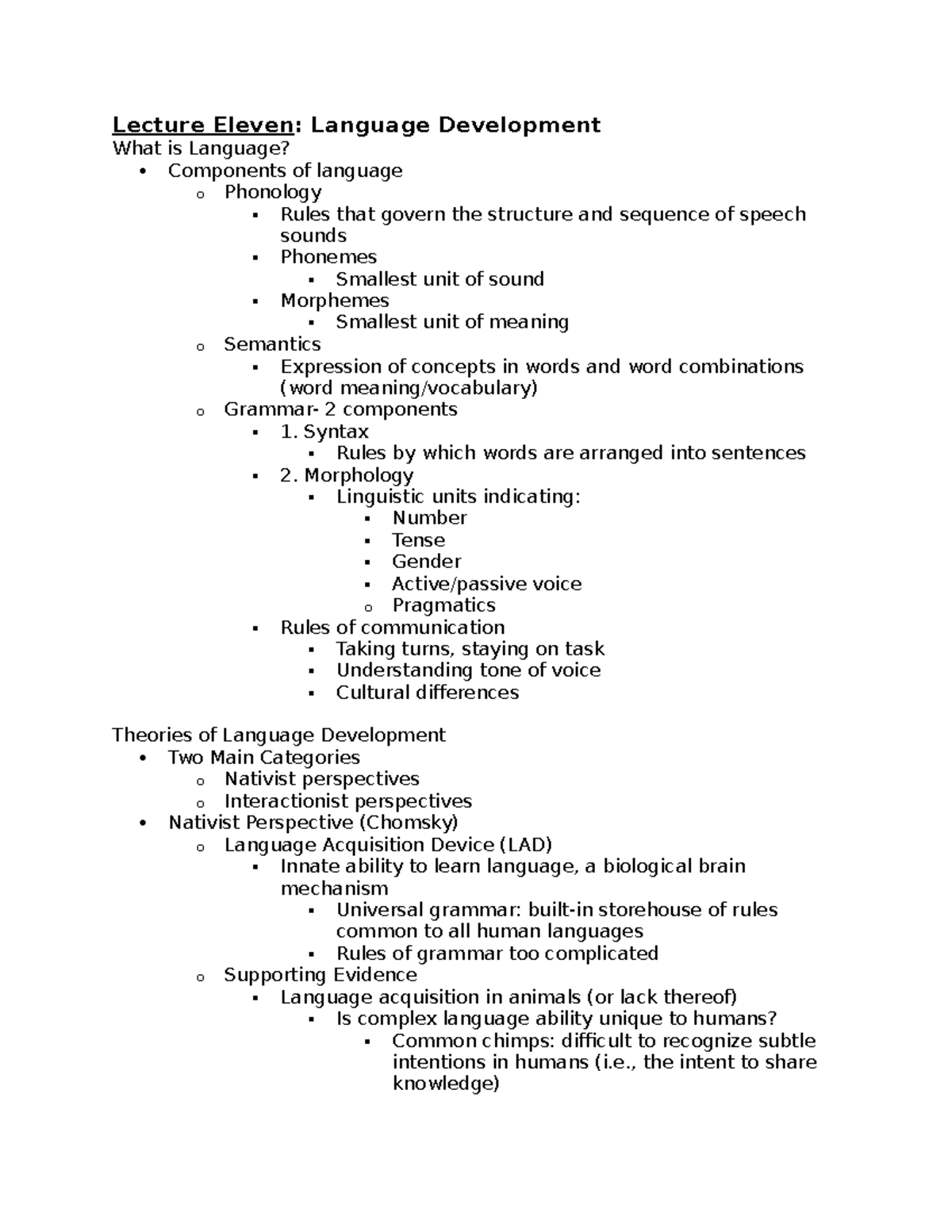 Child Psychology Chapter 7 - Language Development - Lecture Eleven ...
