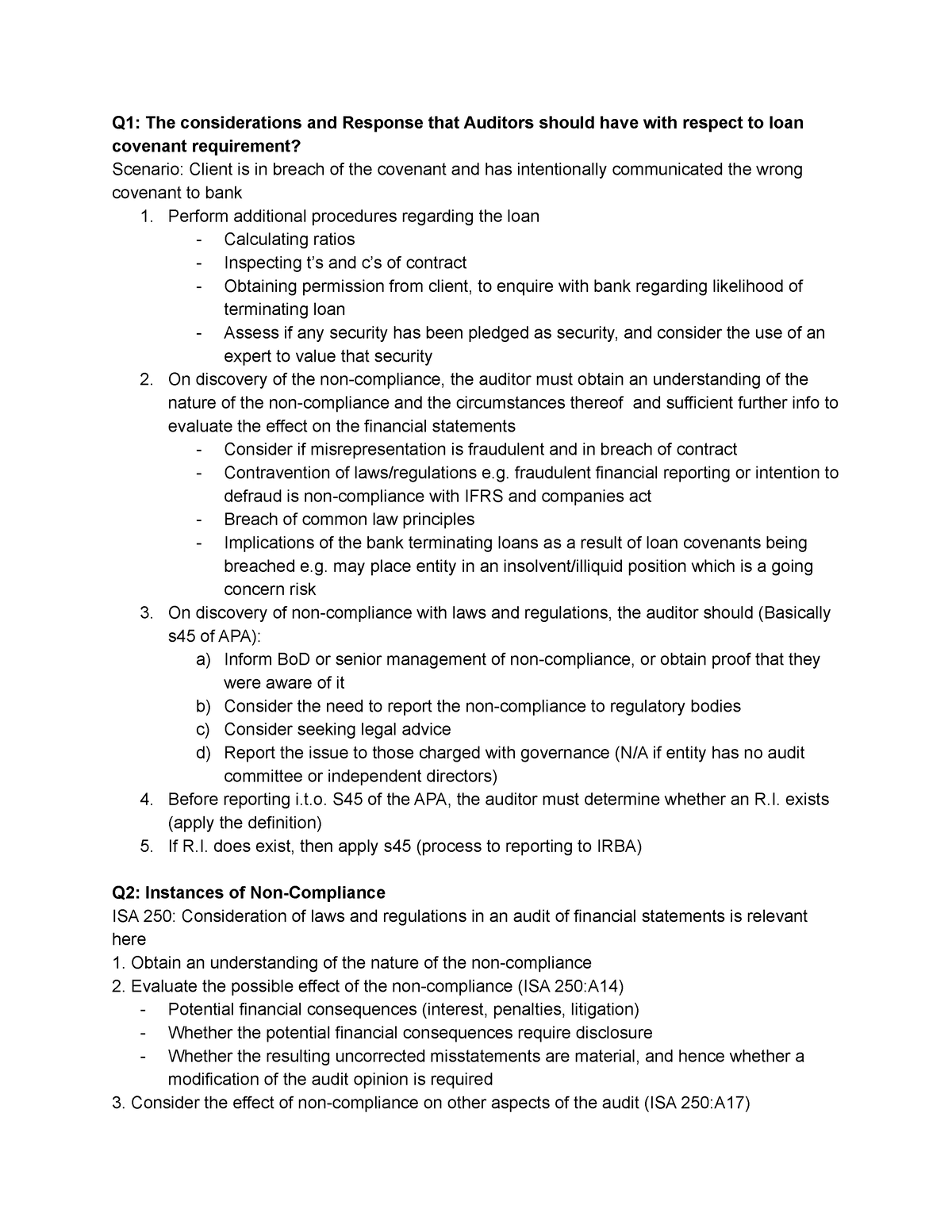 Non-Compliance - NOCLAR notes - Q1: The considerations and Response ...