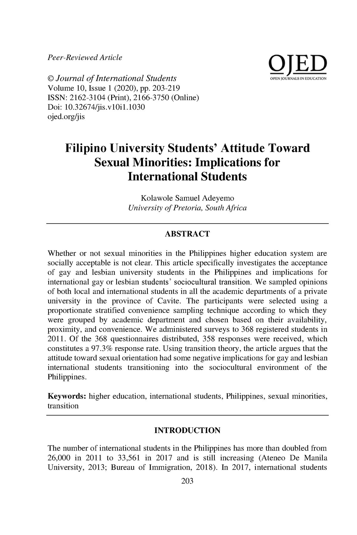 Filipino University Students’ Attitude Toward Sexual Minorities ...