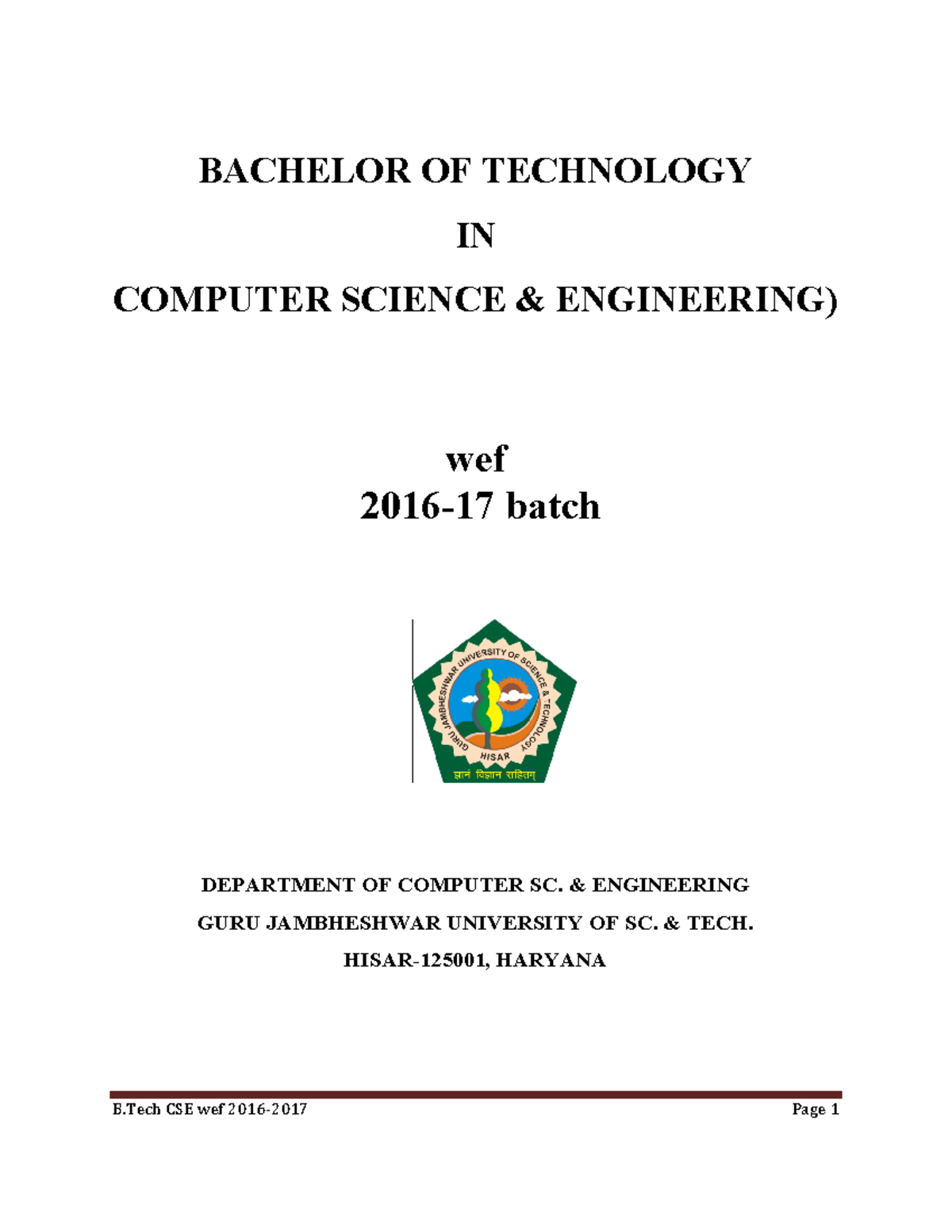 CSE 7th Sem Syllabus - BACHELOR OF TECHNOLOGY IN COMPUTER SCIENCE ...
