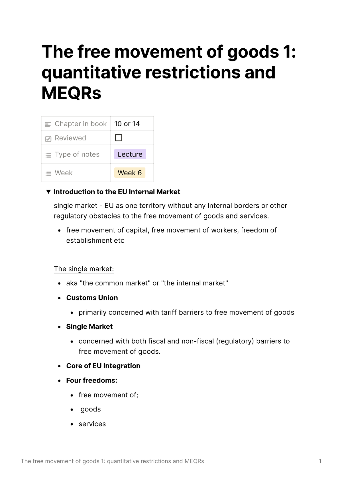 free movement of goods essay questions