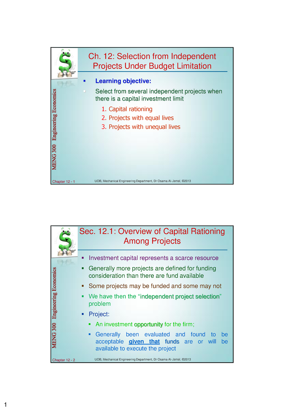 Chapter 12 - Engineering Economy Slides For Engineering Economy Blank ...