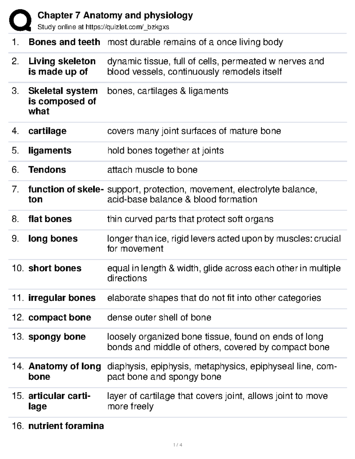 Chapter 7 Anatomy Lecture Notes - Study Online At Quizlet/_bzkgxs Bones ...