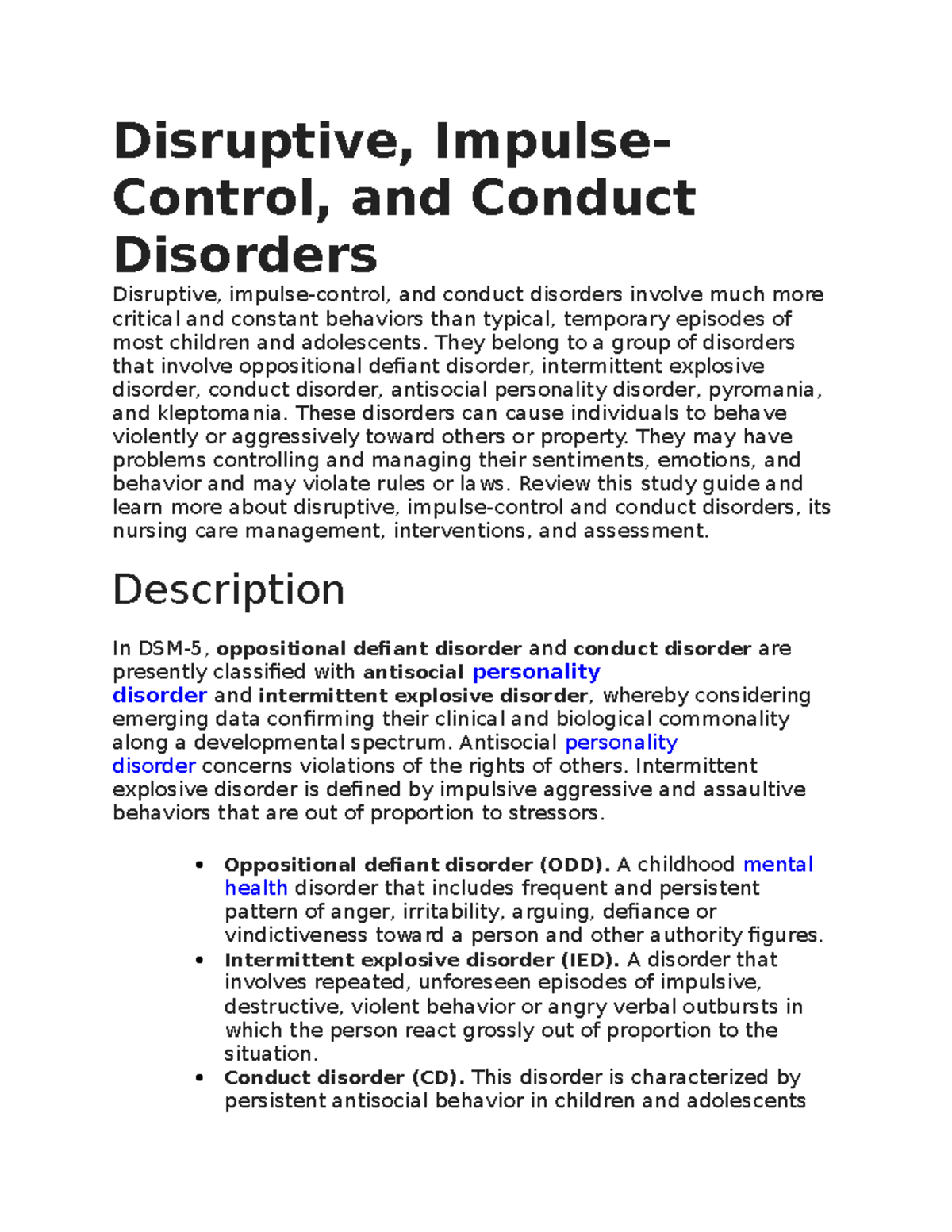 Disruptive Disorders - Sutherland - Disruptive, Impulse- Control, And ...