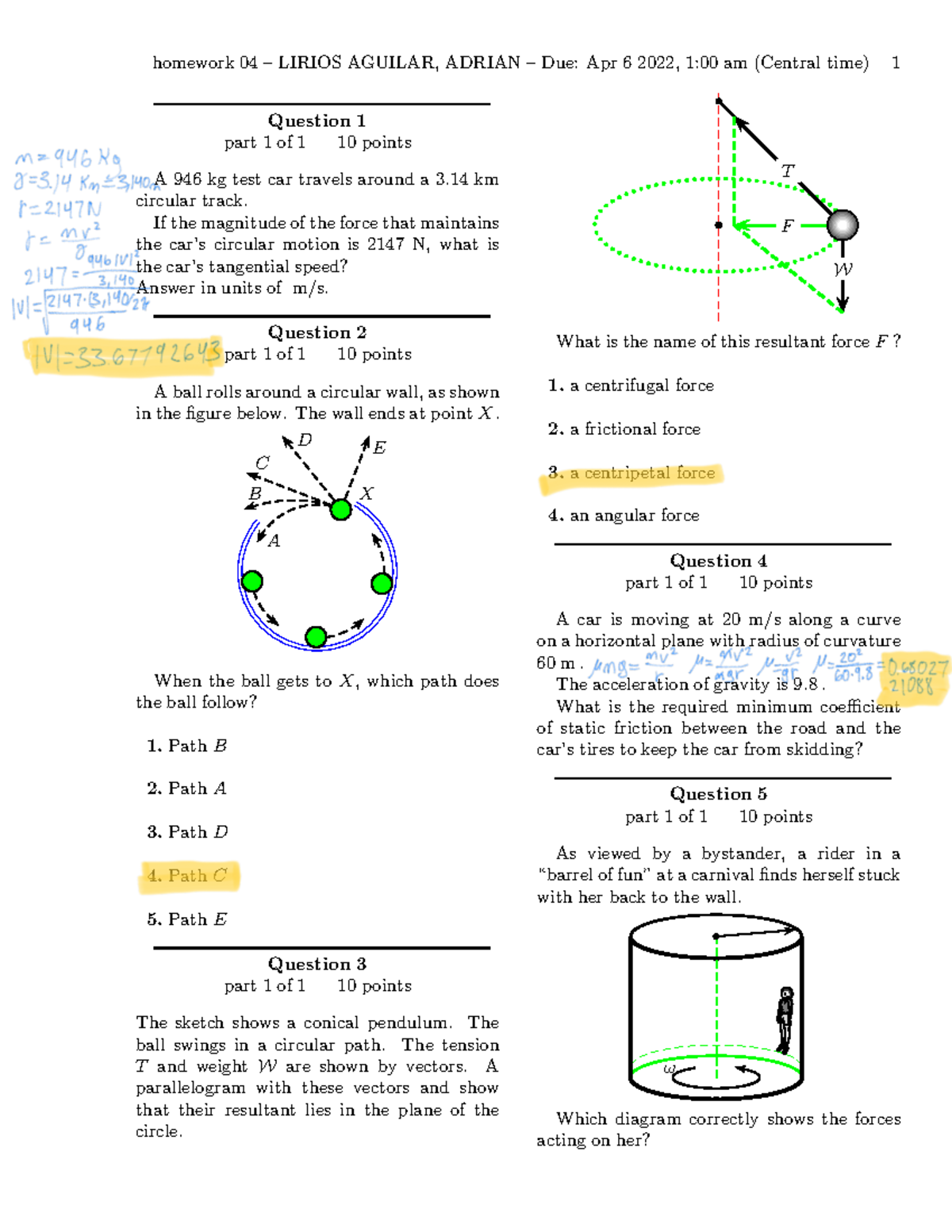 physics homework 4