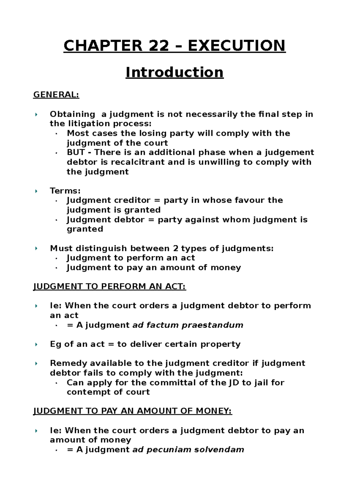 Chapter 22... ready - CHAPTER 22 – EXECUTION Introduction GENERAL ...