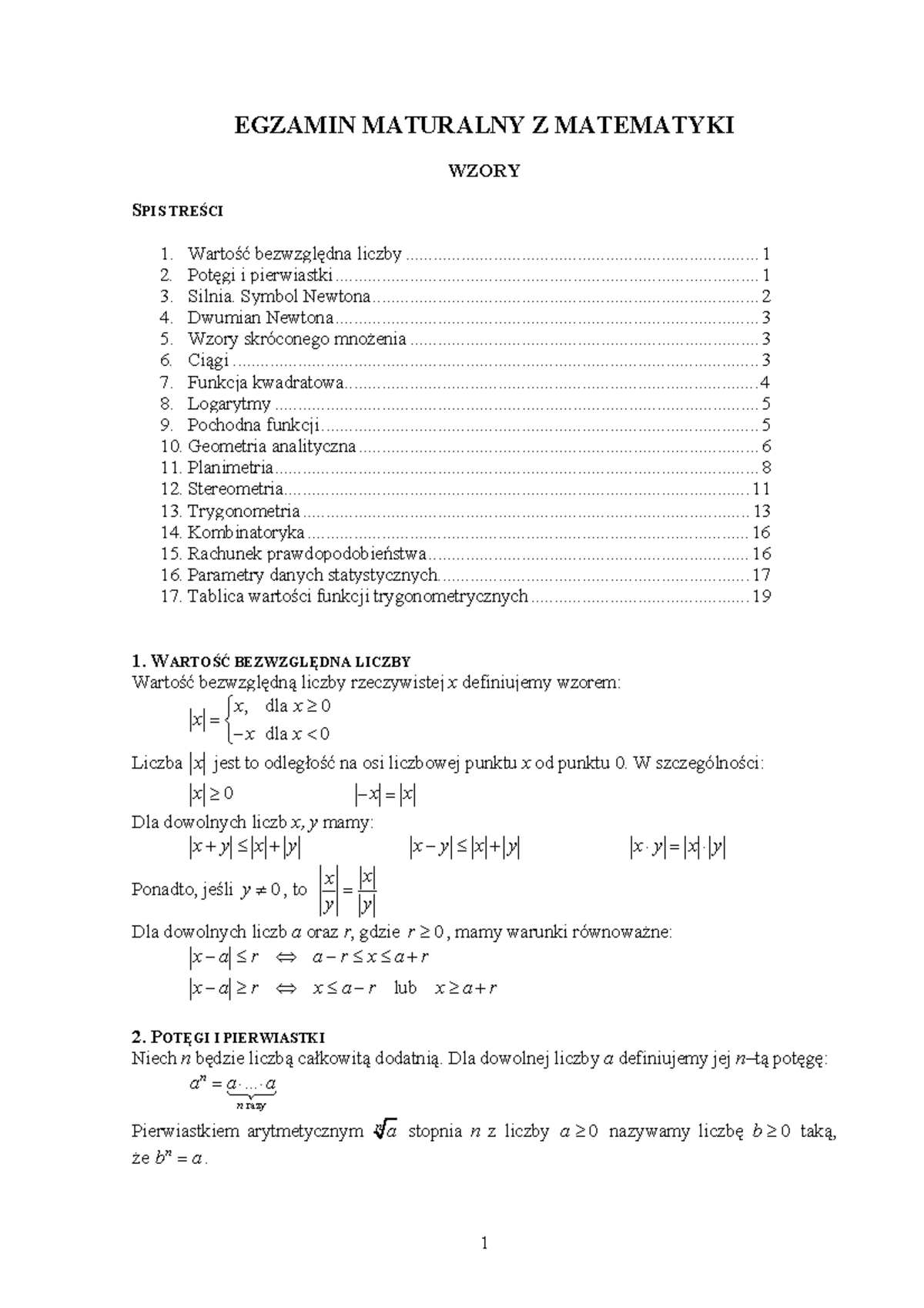 Inbound 3780322582507035084 - EGZAMIN MATURALNY Z MATEMATYKI WZORY SPIS