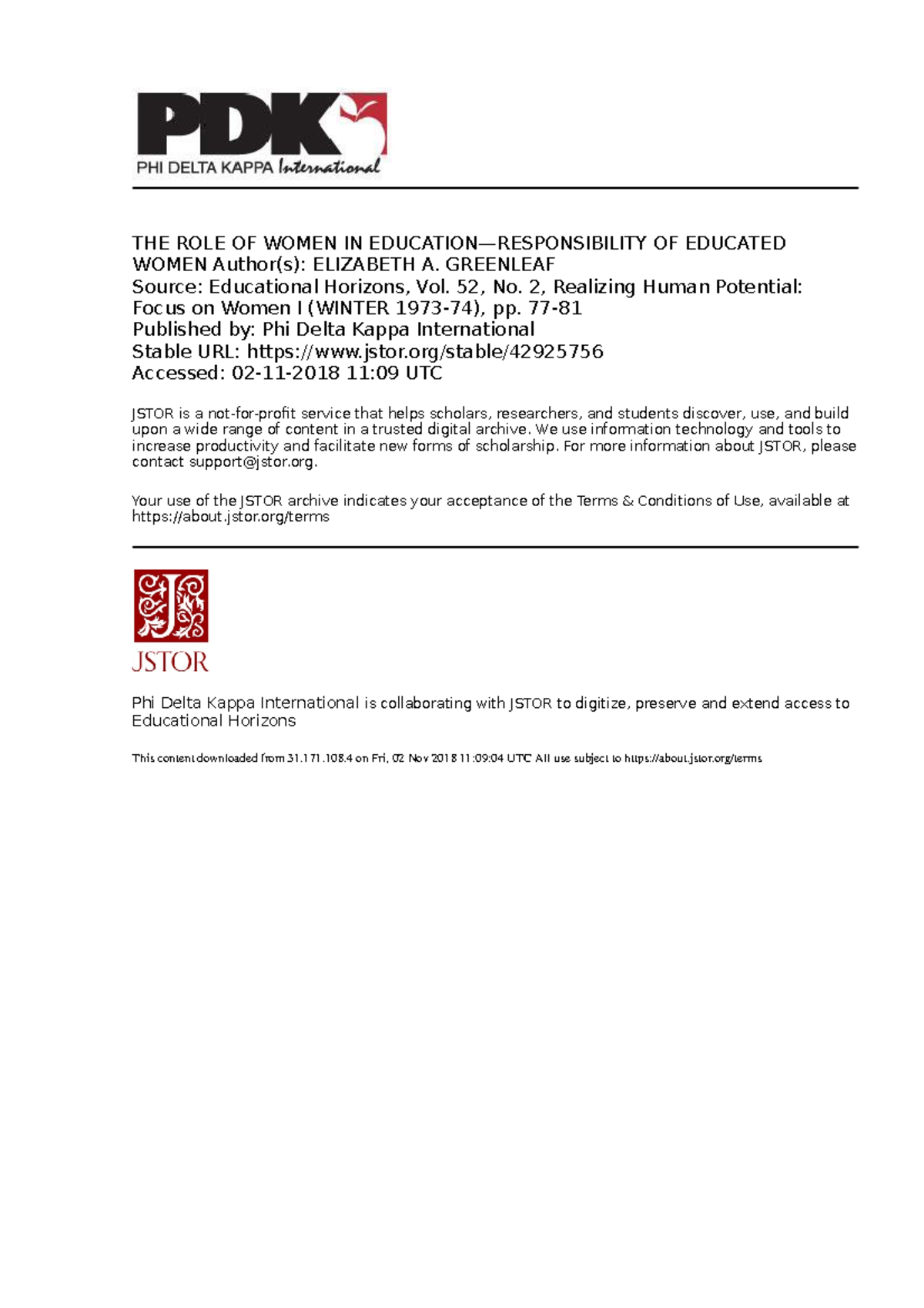 THE ROLE OF Women IN Education - THE ROLE OF WOMEN IN EDUCATION ...