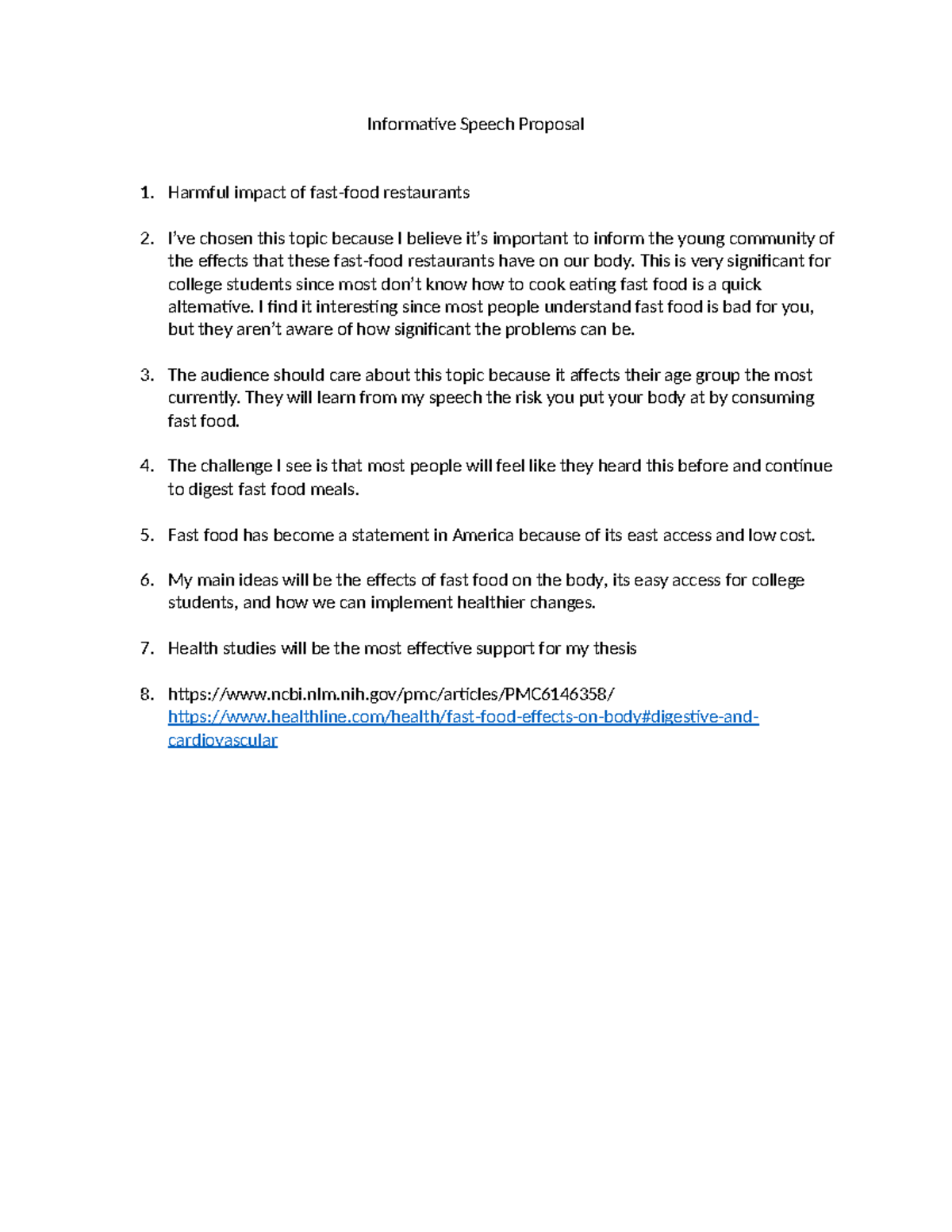 Informative Speech Proposal Informative Speech Proposal Harmful