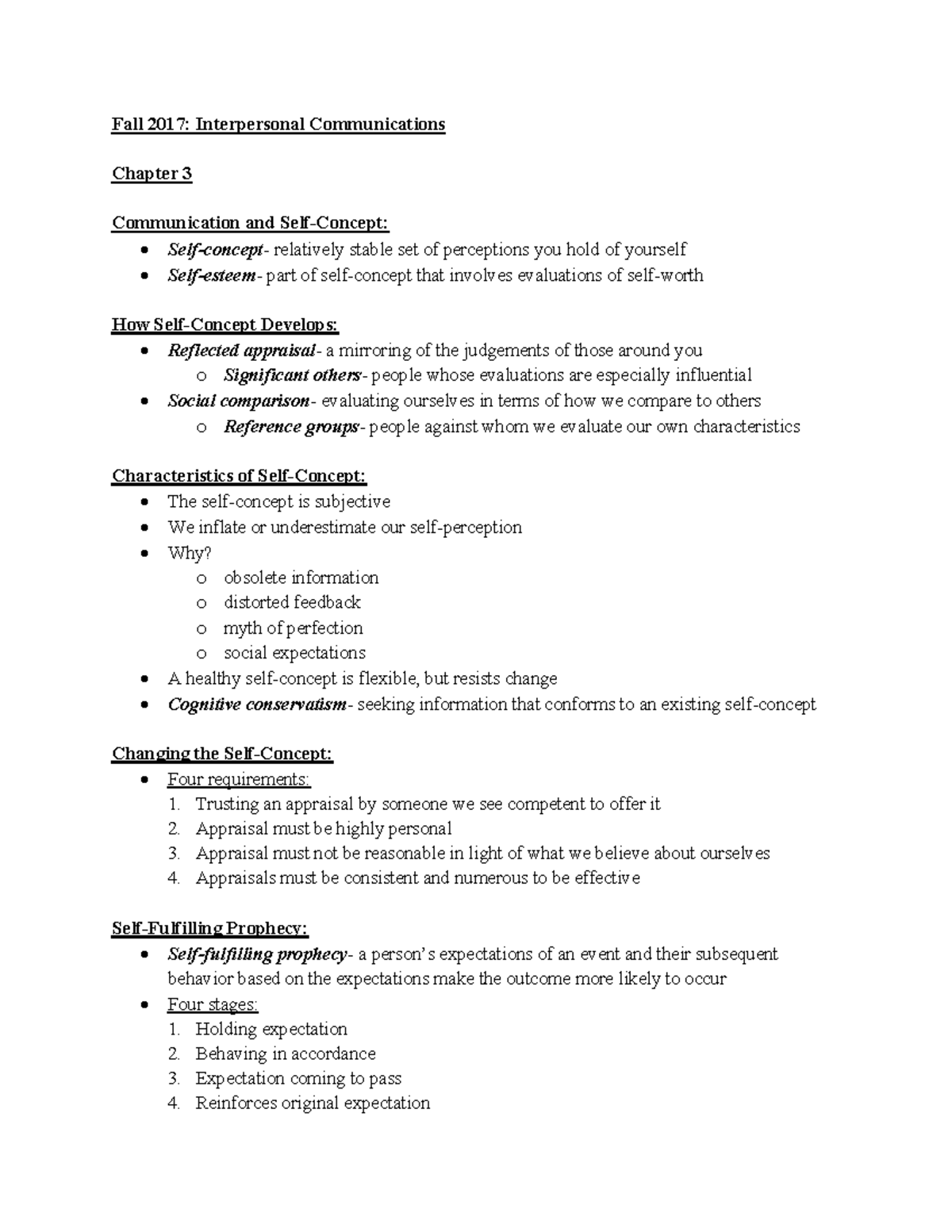 Interpersonal Communication - Chapter 3 - Fall 2017: Interpersonal ...