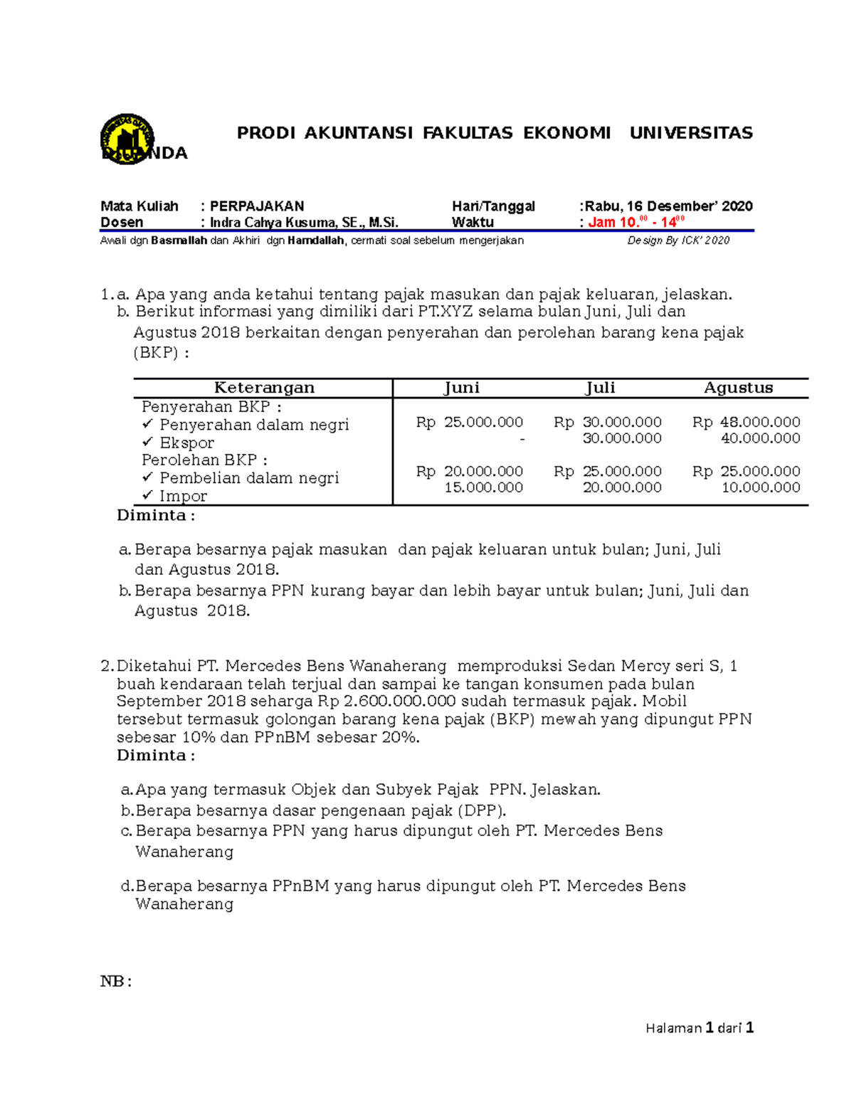 06-SOAL Pajak PPN Dan PPN B M Pertemuan KE-12 - PRODI AKUNTANSI ...