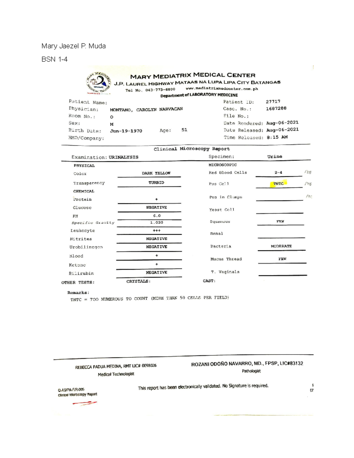 Activity # 2 Laboratory Test Interpretation - Mary Jaezel P. Muda BSN 1 ...