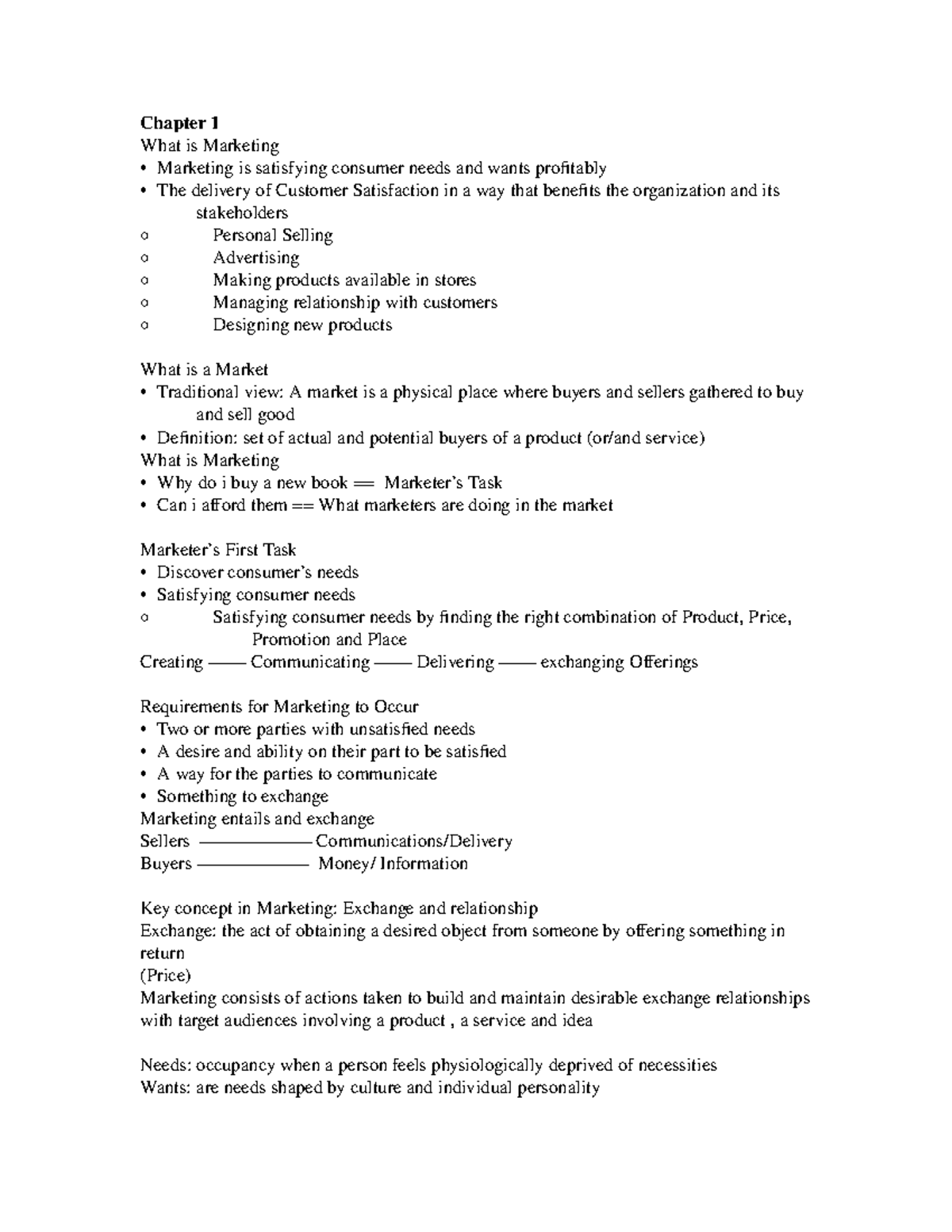ADM2320 - Chapter 1 What is Marketing Marketing is satisfying consumer ...