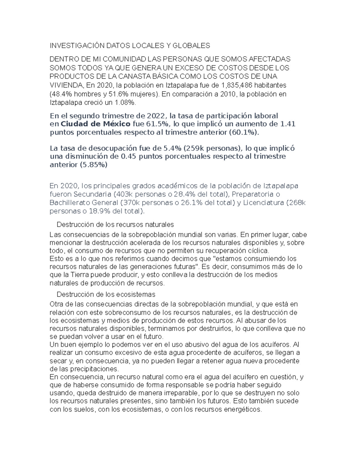 Investigación Datos Locales Y Globales - INVESTIGACIÓN DATOS LOCALES Y ...