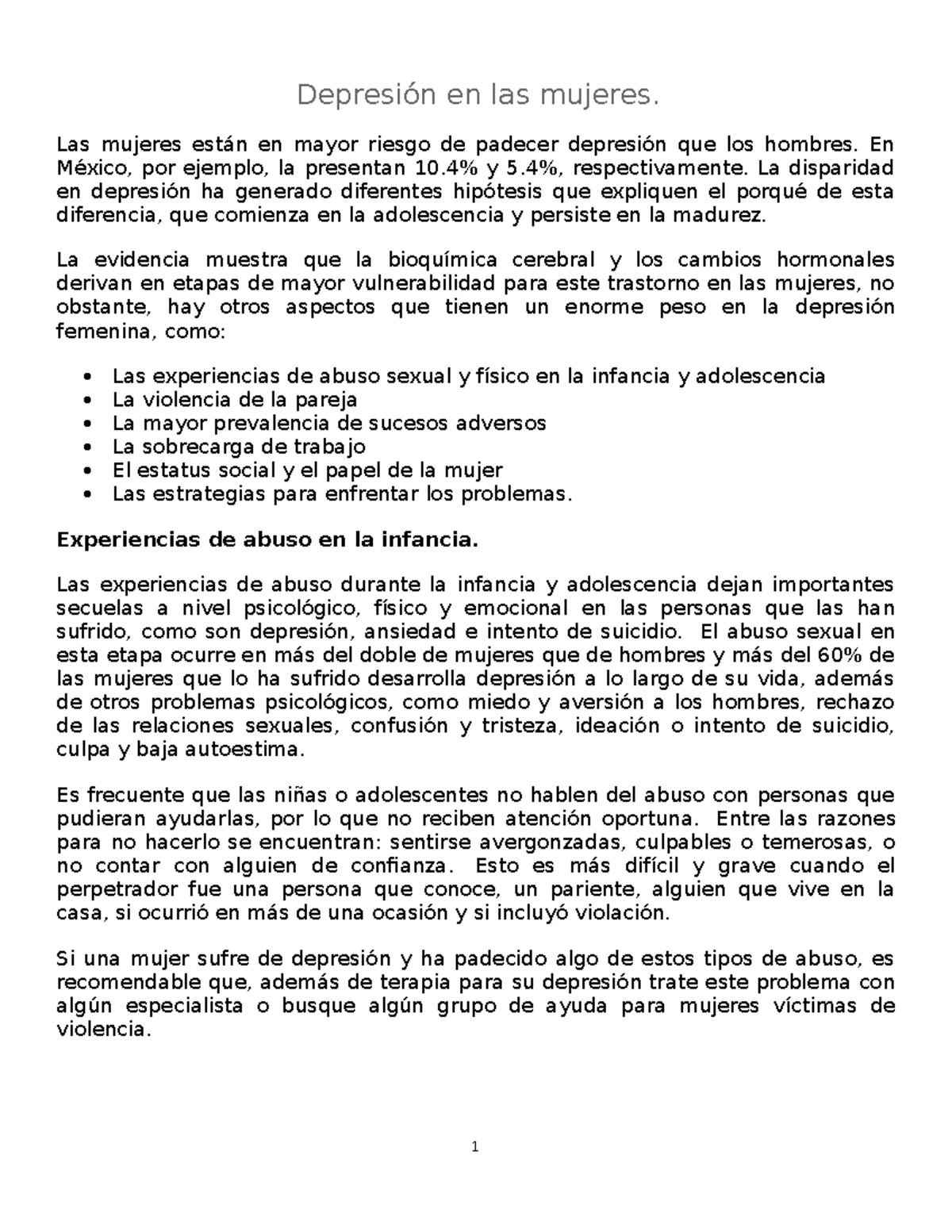 Depresión en las mujeres - Las mujeres están en mayor riesgo de padecer ...