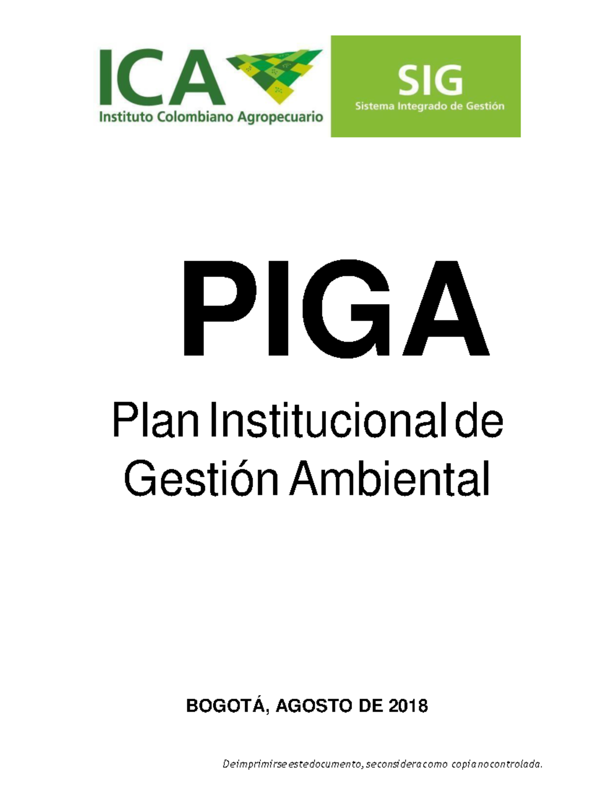 PIGA Versi N 4 0 DE 2018 Final 1 - PIGA Plan Institucional de Gestión ...