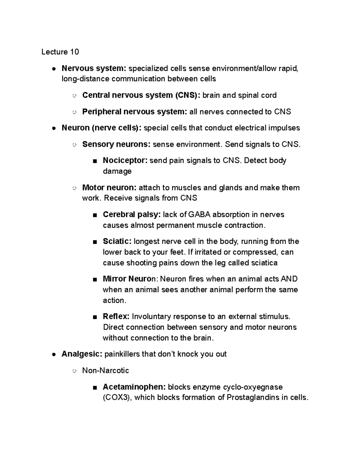 Copy of Unit two Bio 1102 Adam Fry Lecture 10 Nervous system