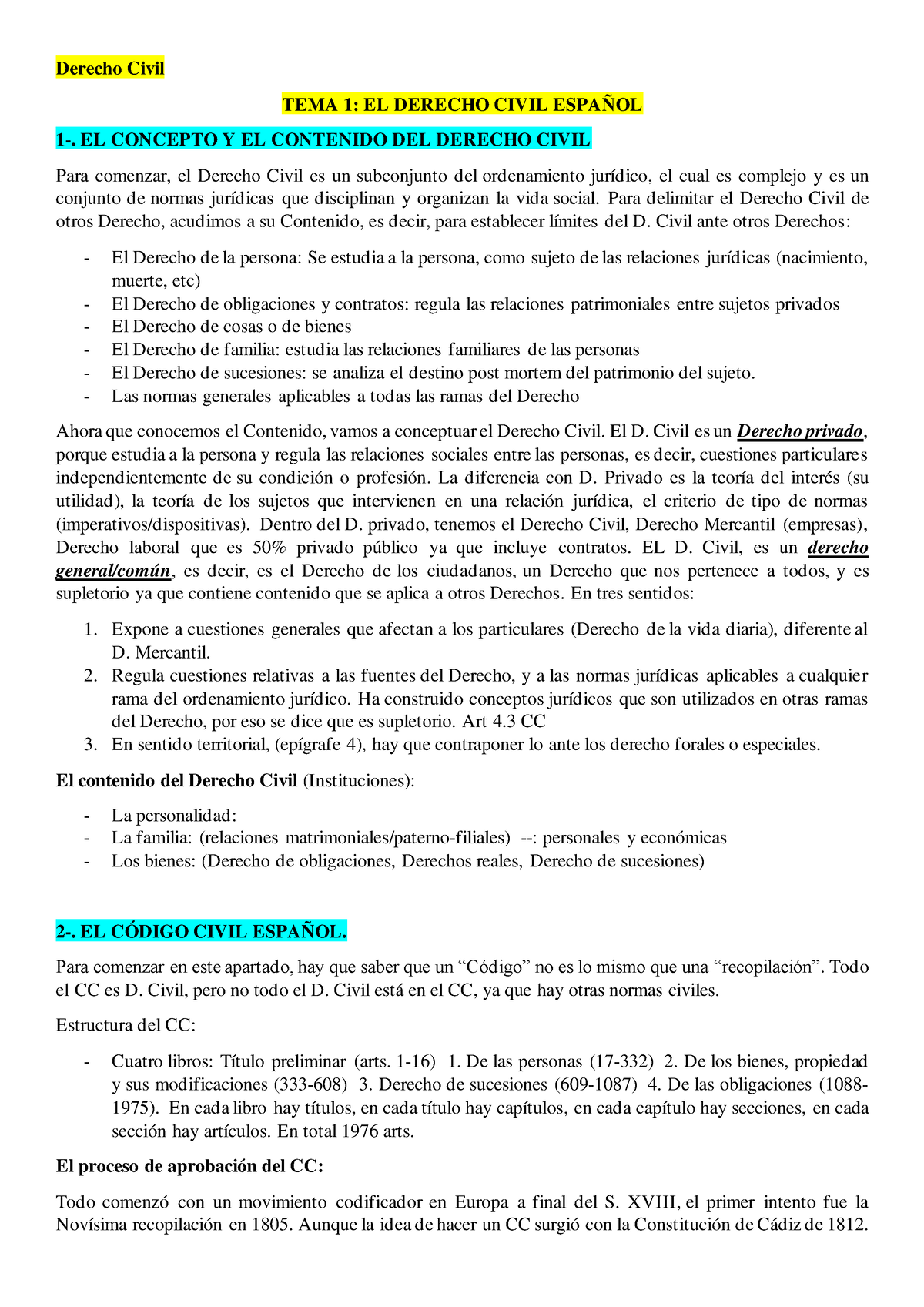 Derecho Civil 1 - Parcial 1 - 2022 - Derecho Civil TEMA 1: EL DERECHO ...