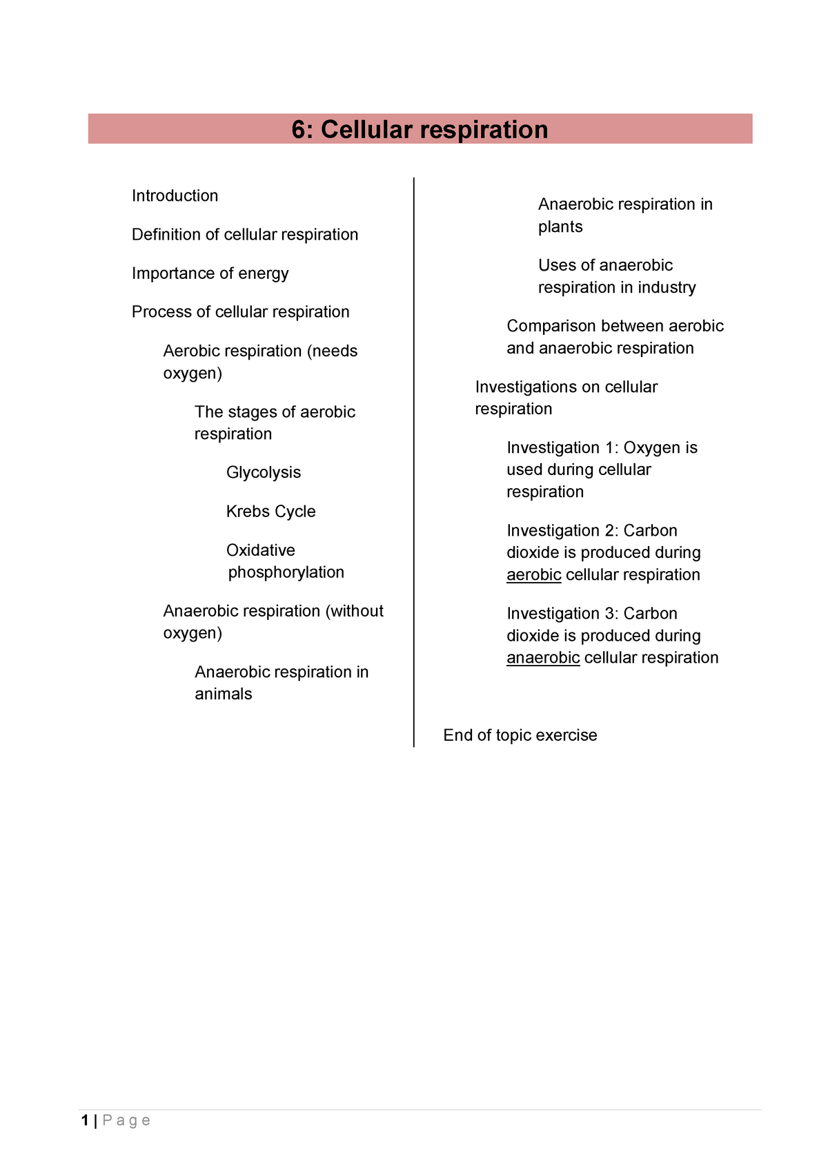 cellular respiration essay grade 11