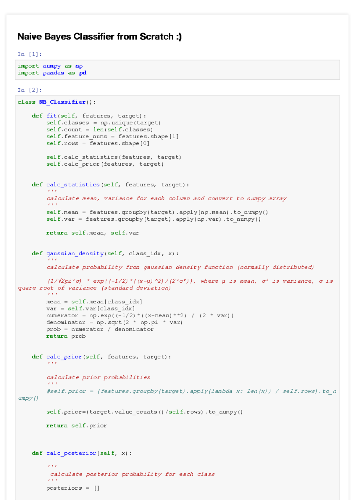 Bayes Exercise - .... - Naive Bayes Classifier from Scratch :)Naive ...