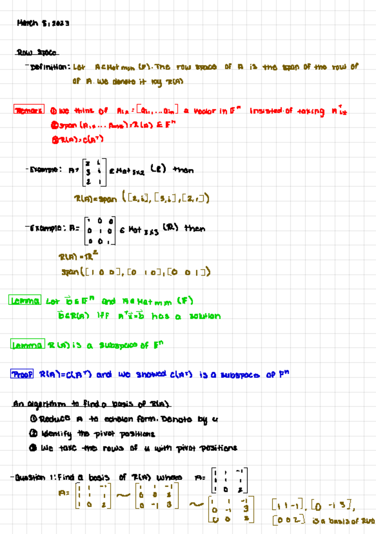 Row Space Definition