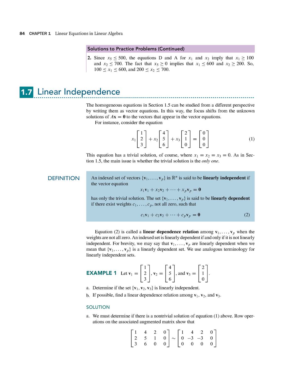 1.7 Linear Independence, Global Edition-Pearson (2021)-85-92 - 84 ...