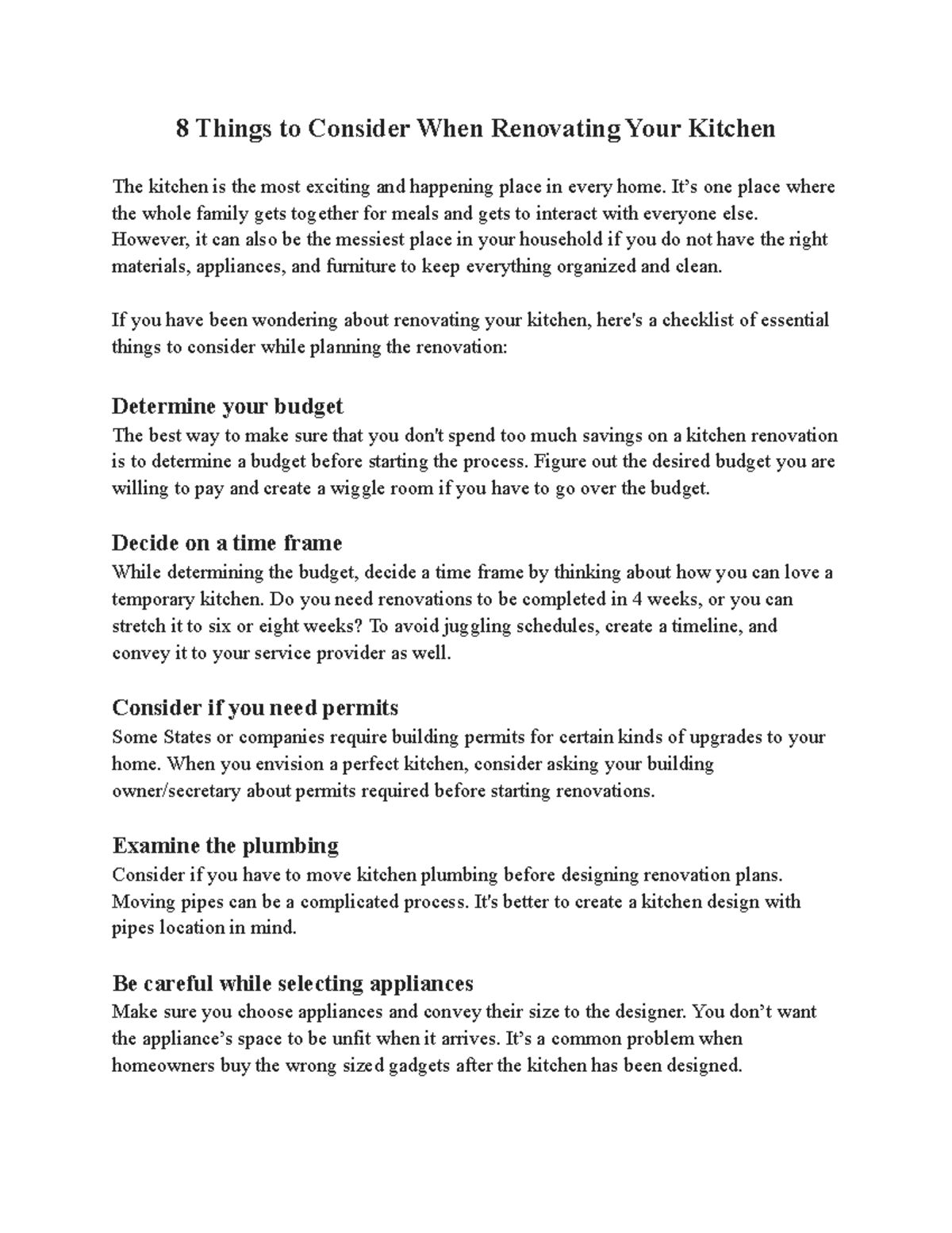 8 Things to Consider When Renovating Your Kitchen- Comments 1 - 8 ...