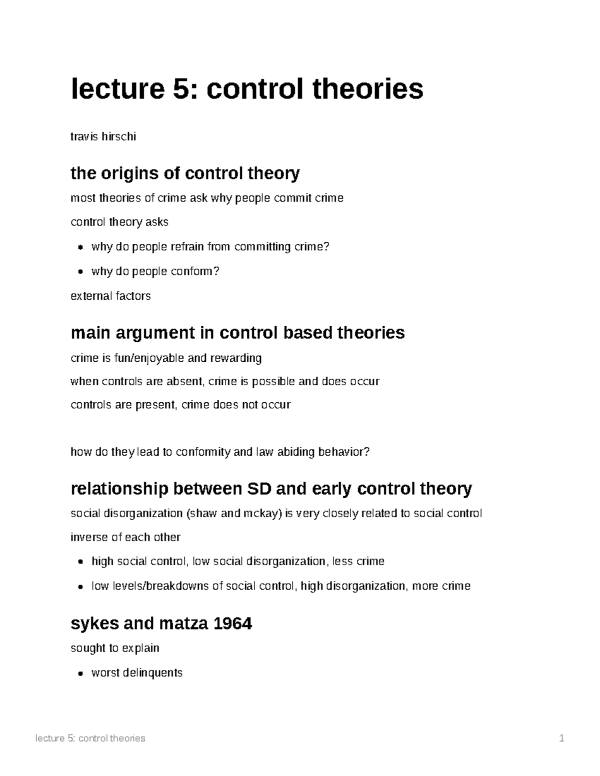 Lecture 5 control theories lecture 5 control theories travis hirschi the origins of control