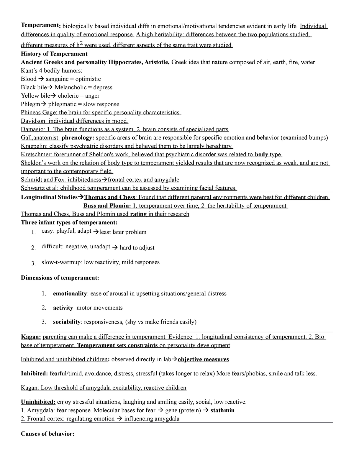 Ch 9 - chapter 9 summaries - Temperament: biologically based individual ...