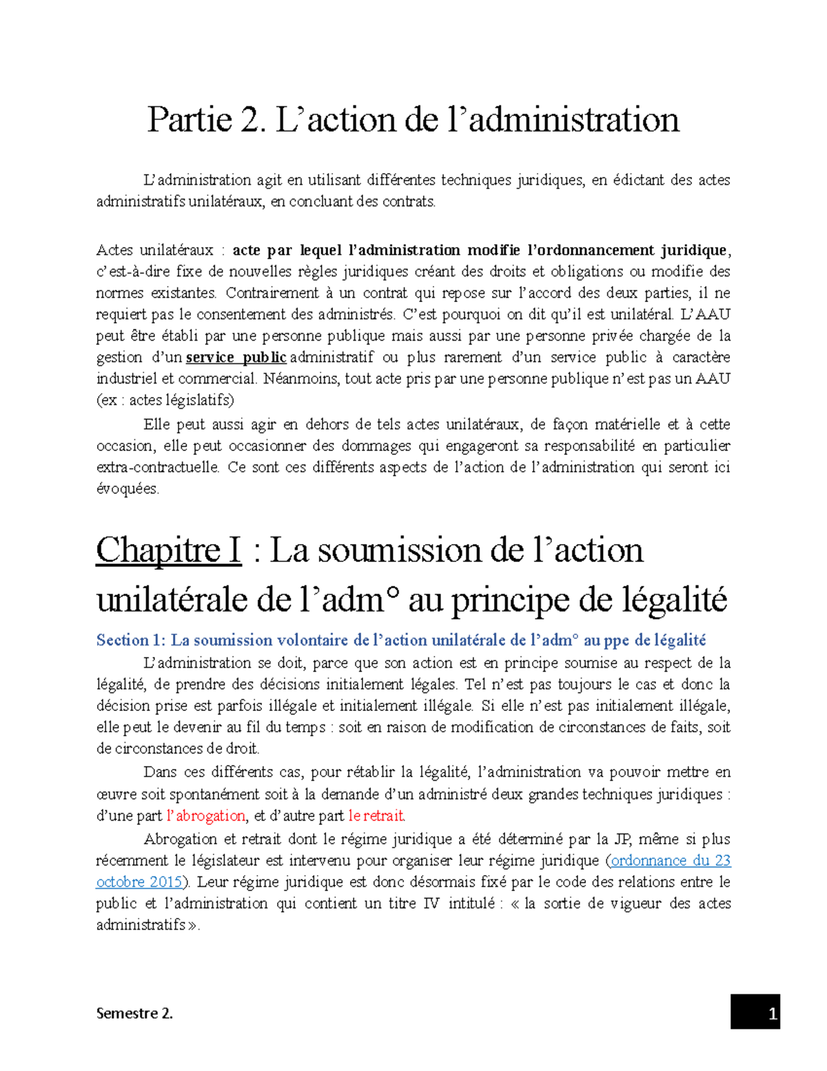 Semestre 2 Droit Administratif - Partie 2. L’action De L’administration ...