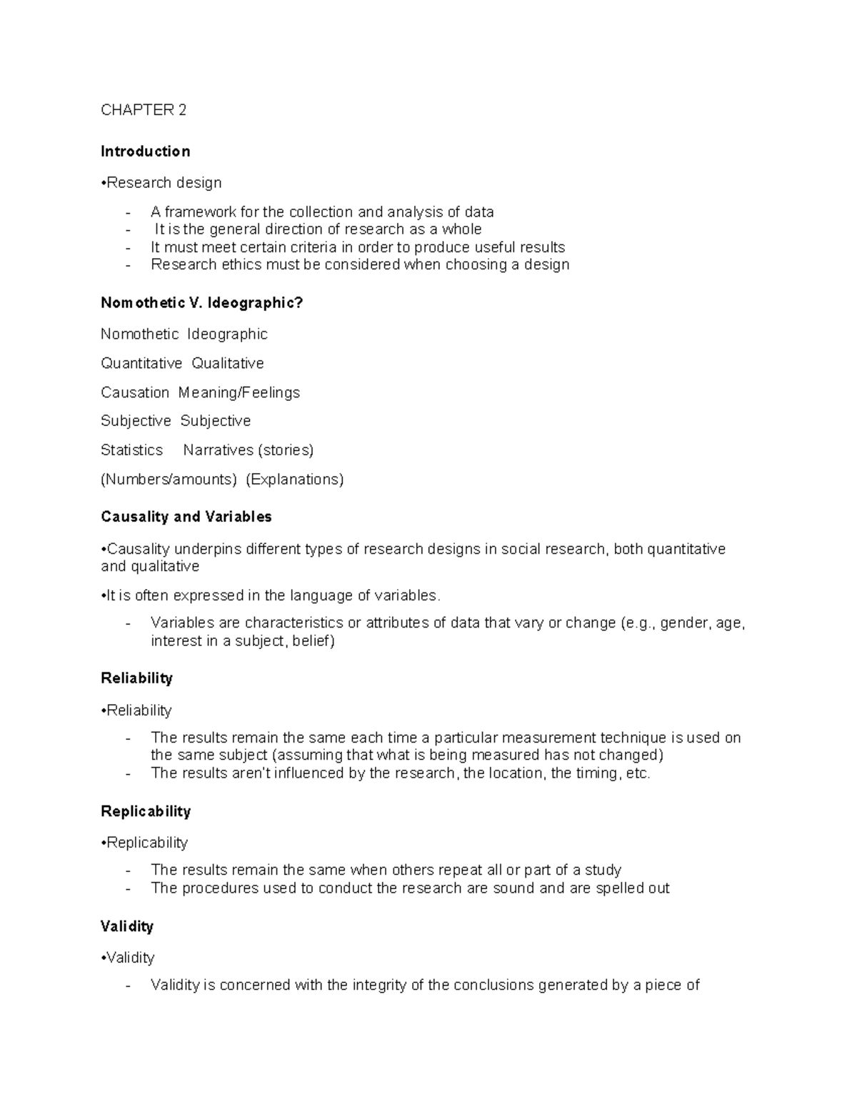 Chapter 2 - Lecture Notes 2 - CHAPTER 2 Introduction •Research Design A ...