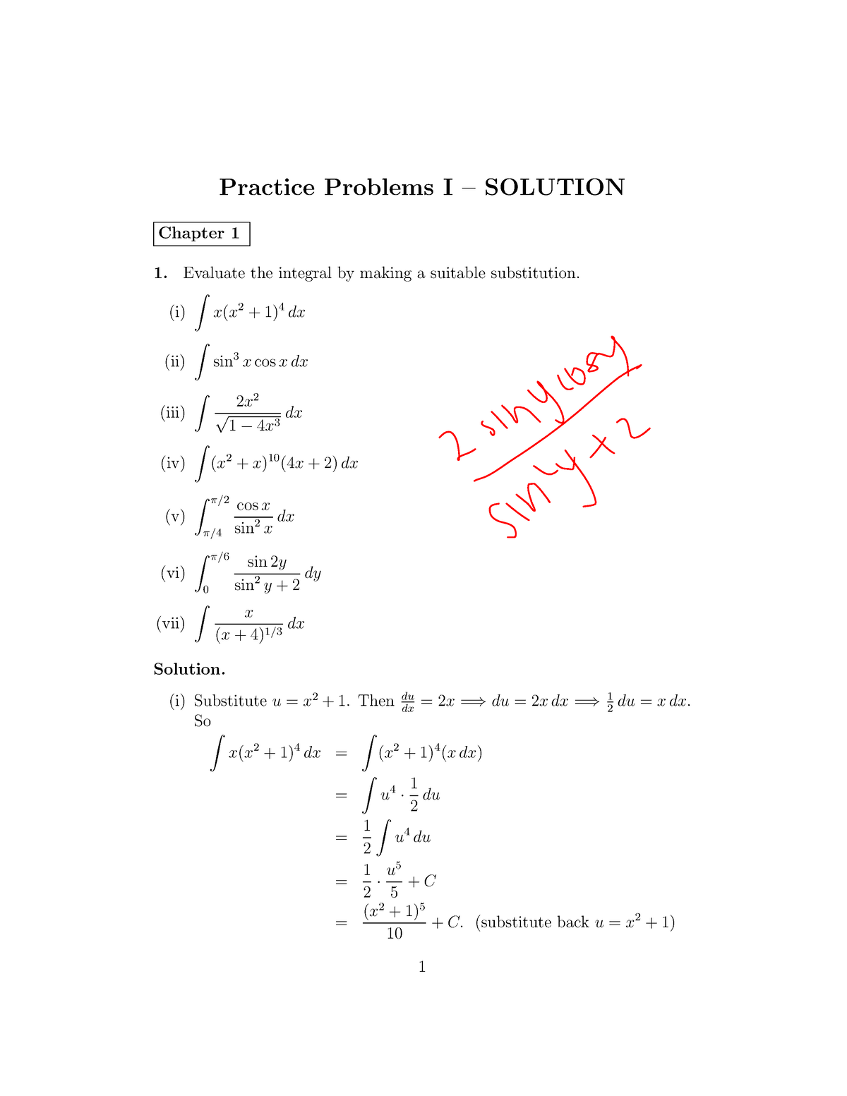 Practice Problems 1 - Calculus Assign - Practice Problems I – SOLUTION ...