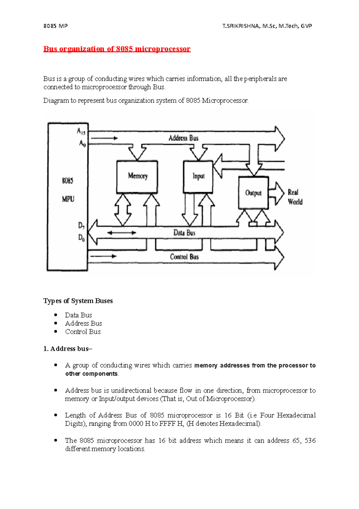 What Is The Size Of Address Bus In 8086 Microprocessor Design Talk