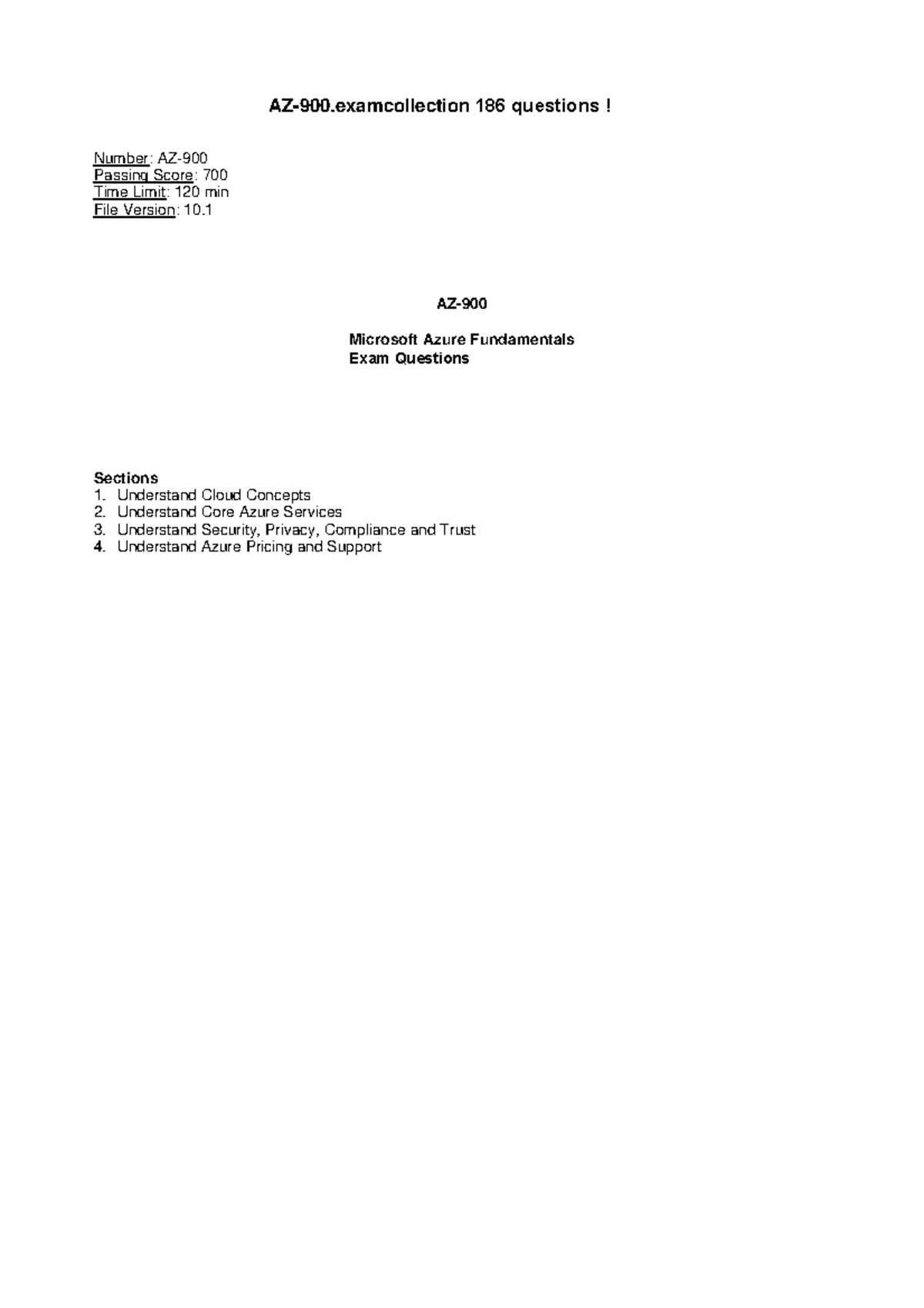 AZ 900 1 Kopie Dasdas AZ 900 186 Questions Number AZ Passing