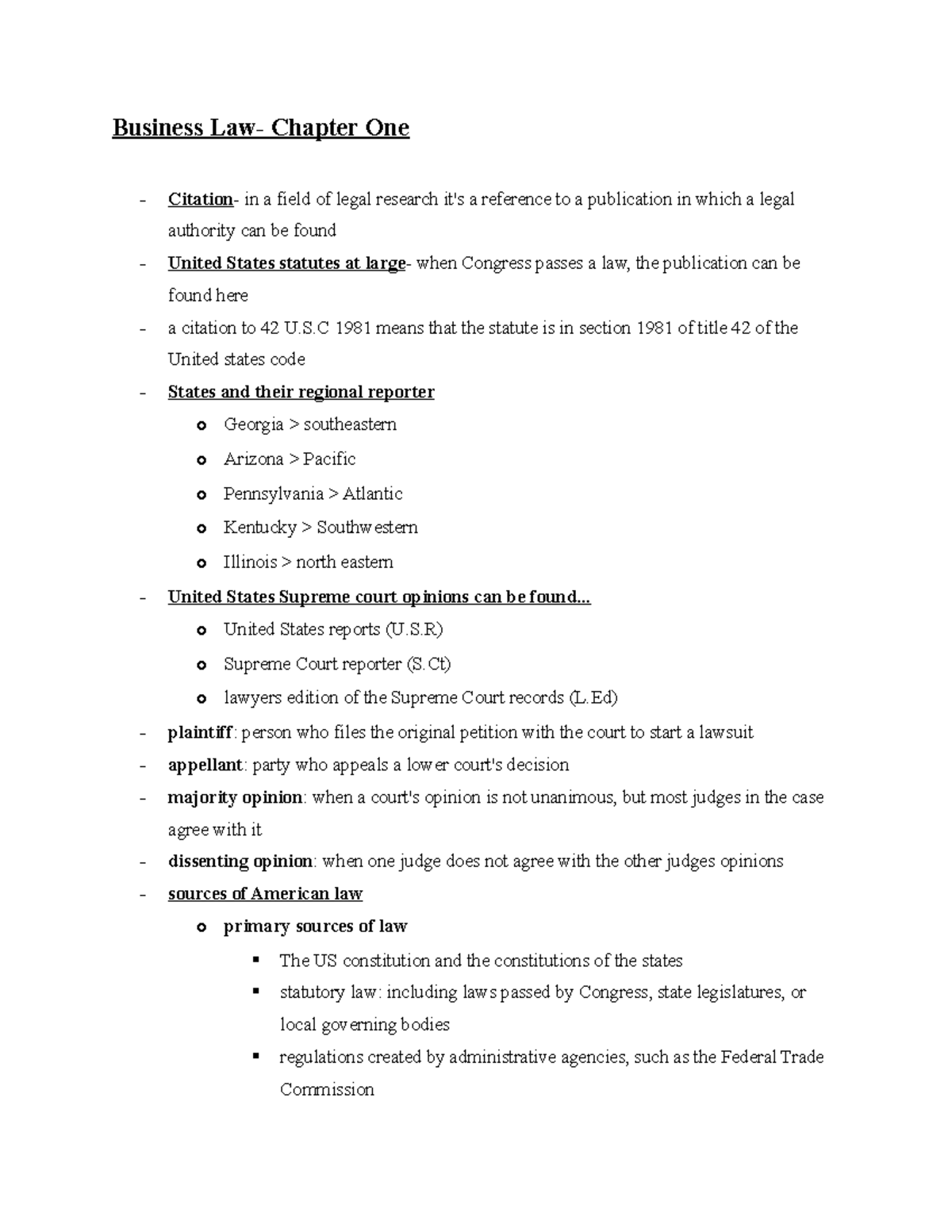 BLaw Ch. 1 - Basic Understanding Of Law As It Pertains To Business ...