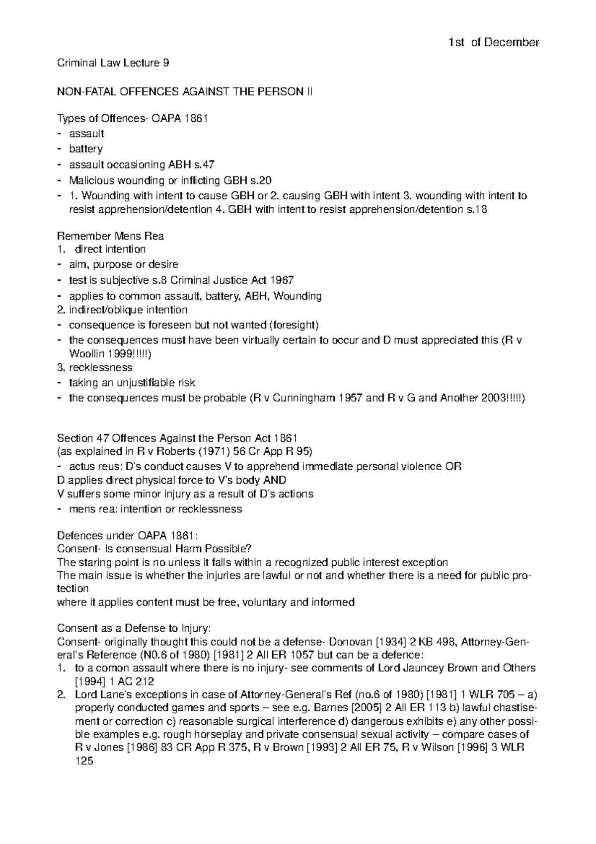 criminal-law-lecture-9-non-fatal-offences-against-the-person-ii-1st-of-december-criminal-law