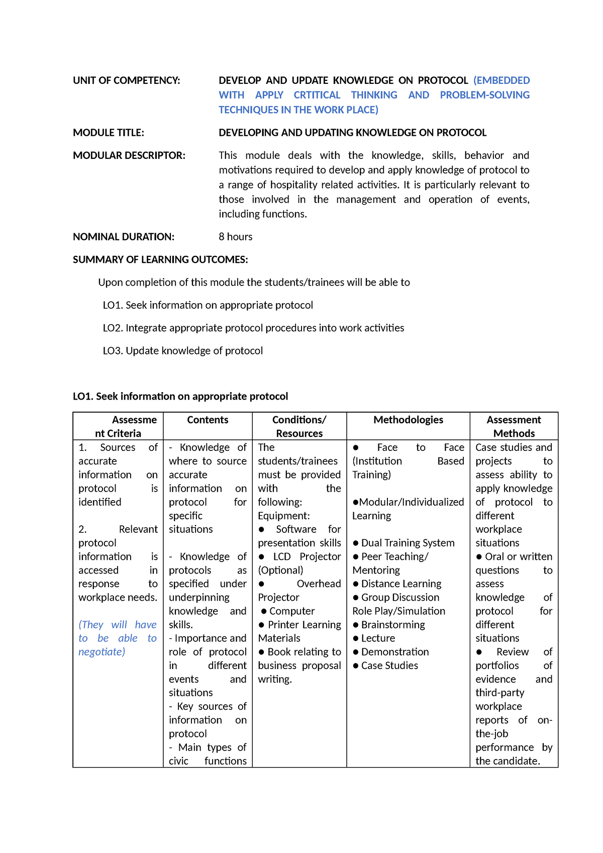 CBC CORE Number 8 Geraldine MarianoEVM UNIT OF COMPETENCY DEVELOP