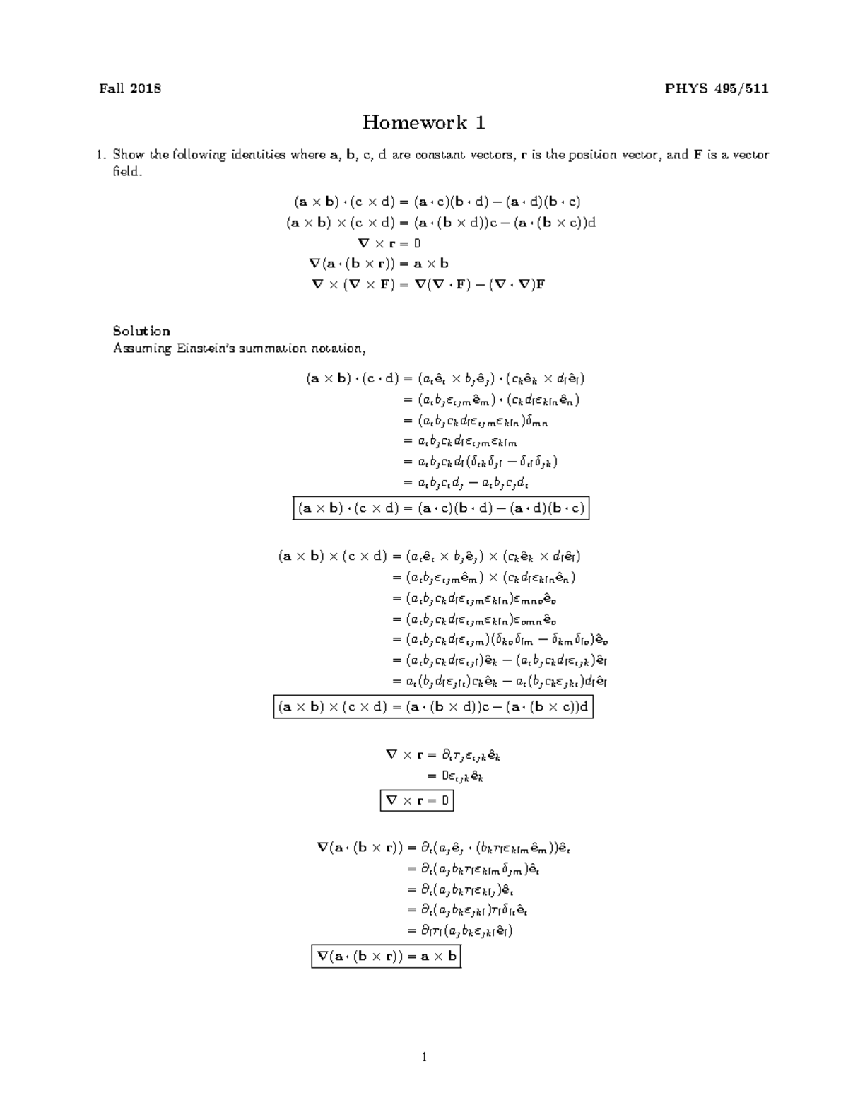 vector calculus homework