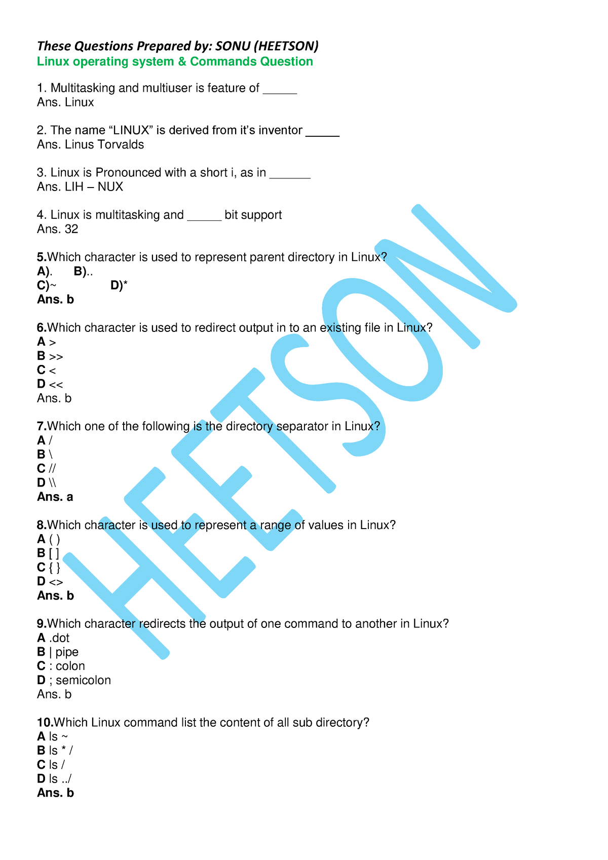 Linux - These Are MCQ Questions With Answers. - Linux Operating System ...