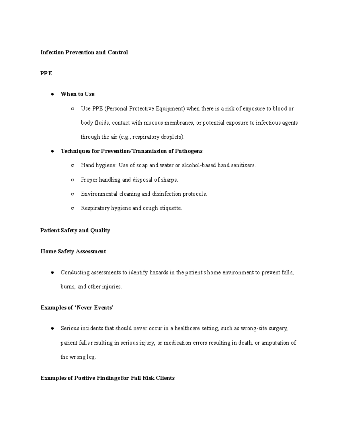 Fundamental final study guide - Infection Prevention and Control PPE ...